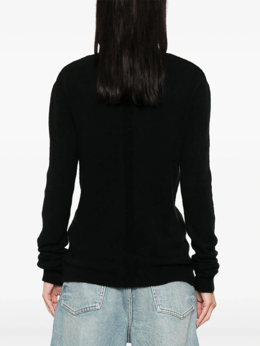 Pulover Black Sweater with Distressed Effect and Cut-Out Details on the Front in Alpaca Blend Woman - Img 6