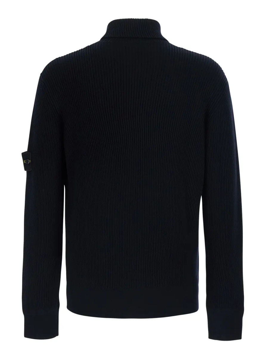 Pulover Blue Sweater with high collar and logo patch on the sleeve in Men - Img 2