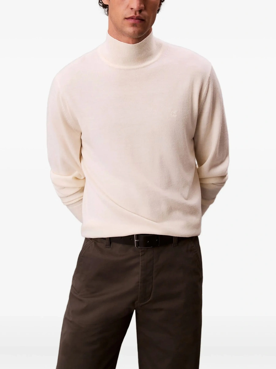 Pulover Calvin Klein alb din lana merino - Img 8