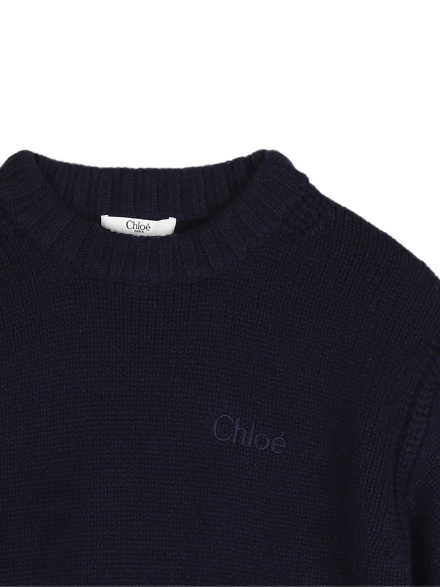 Pulover Chloe albastru din lana si casmir - Img 3