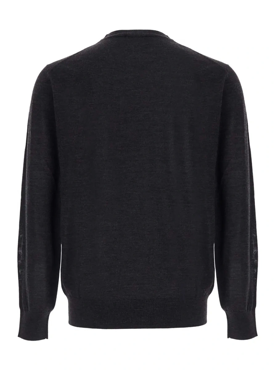 Pulover Crew Neck ML F.18gg with long sleeves in Merino's Extrafine brown for men - Img 2
