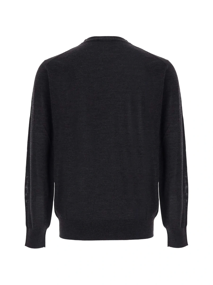 Pulover Crew Neck ML F.18gg with long sleeves in Merino's Extrafine brown for men - Img 4