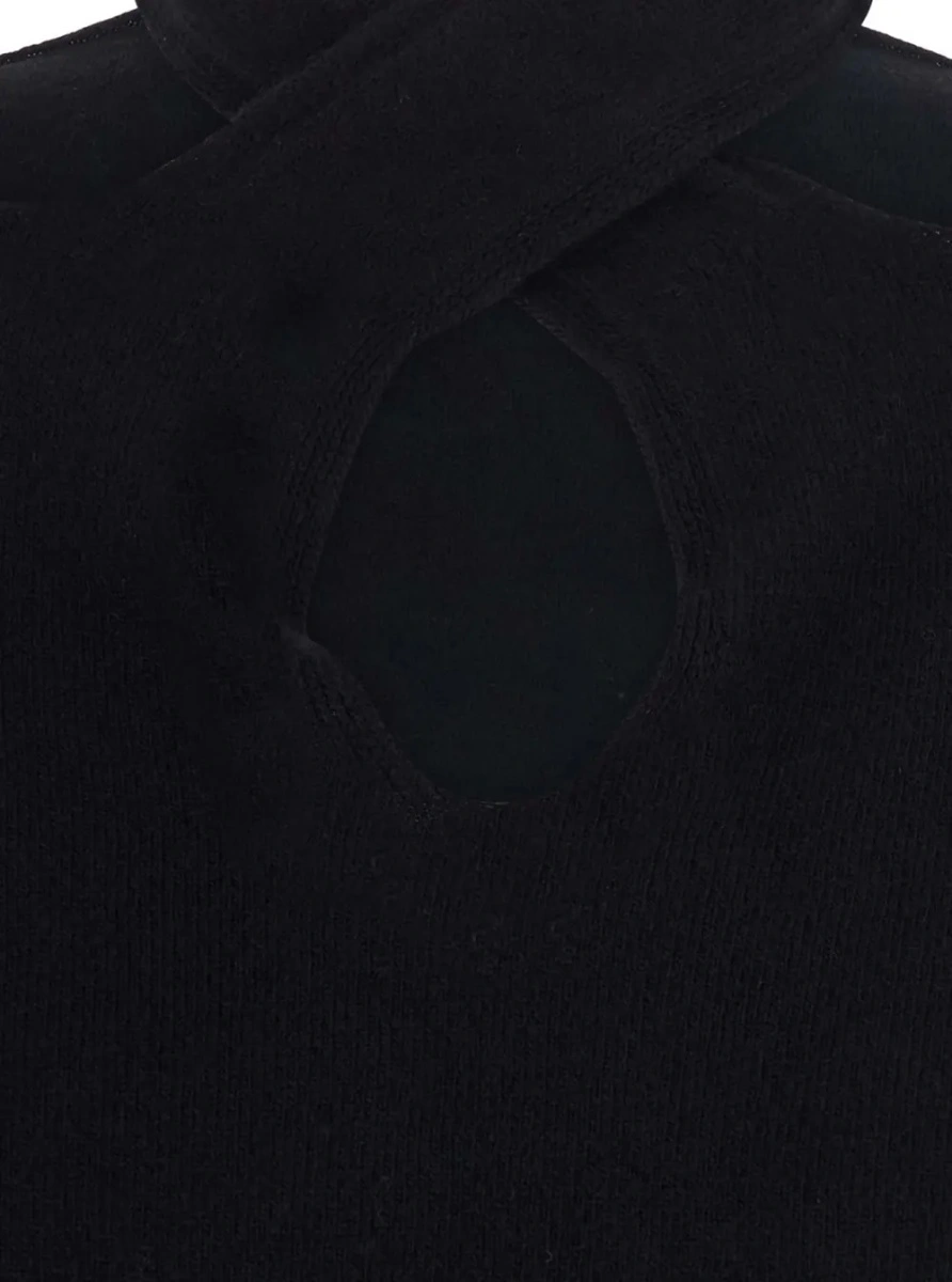 Pulover CUTOUT PULL with V-neck and long sleeves in black viscose for women - Img 3