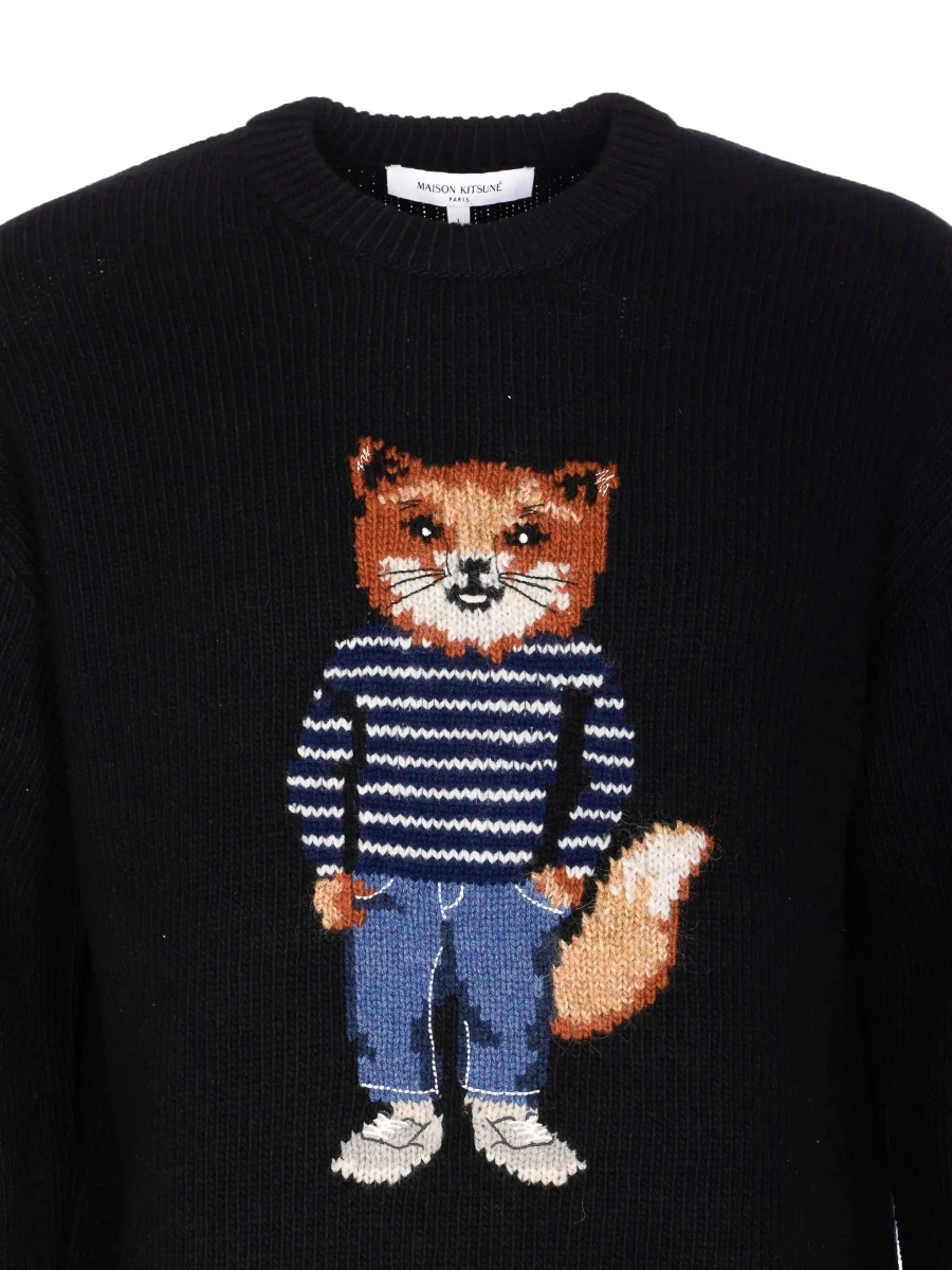 Pulover MAISON KITSUNÉ negru din lana - Img 6