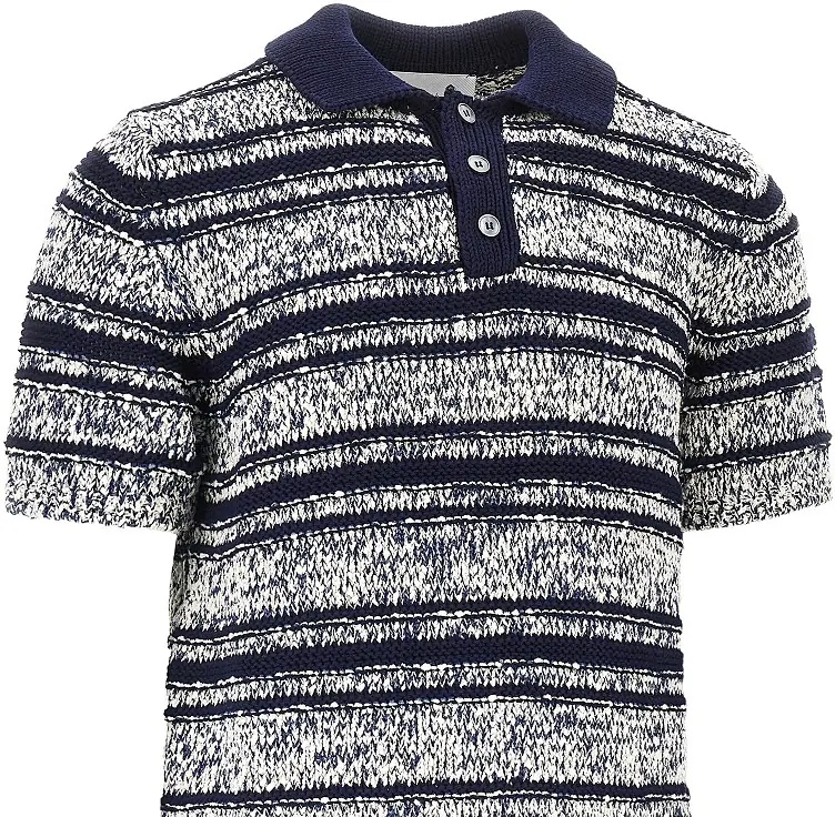 Pulover Striped mouliné knitted polo shirt - Img 2