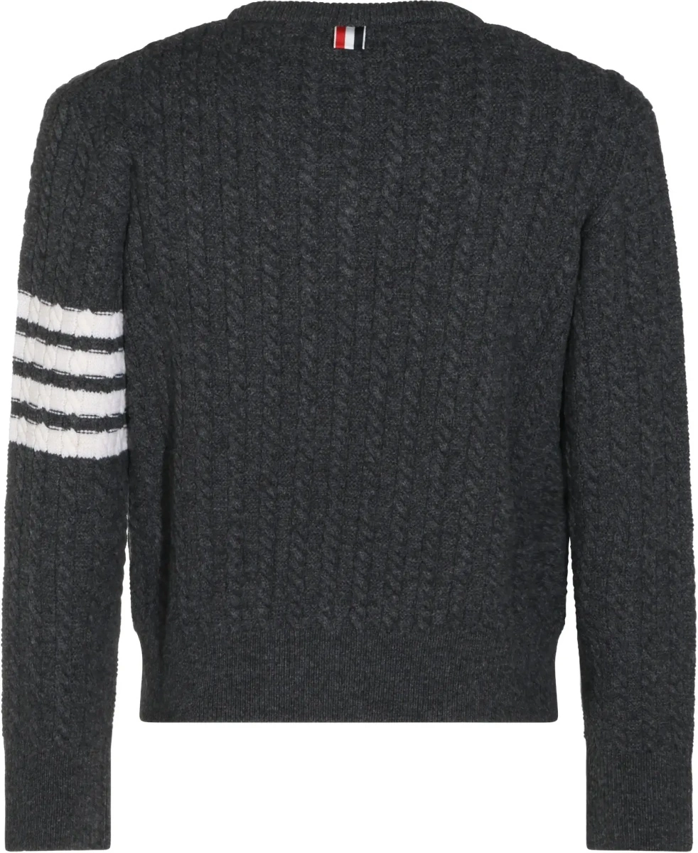 Pulover Thom Browne gri din lana merinos - Img 4