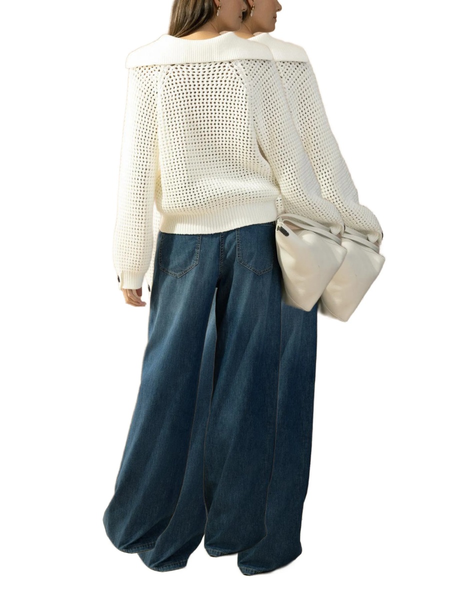 Pulover tricotat Brunello Cucinelli alb - Img 3