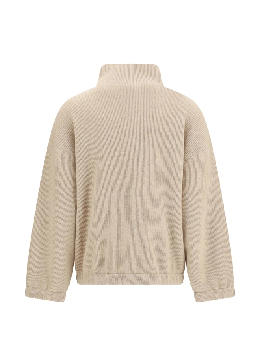 Pulover tricotat Brunello Cucinelli neutru - Img 2