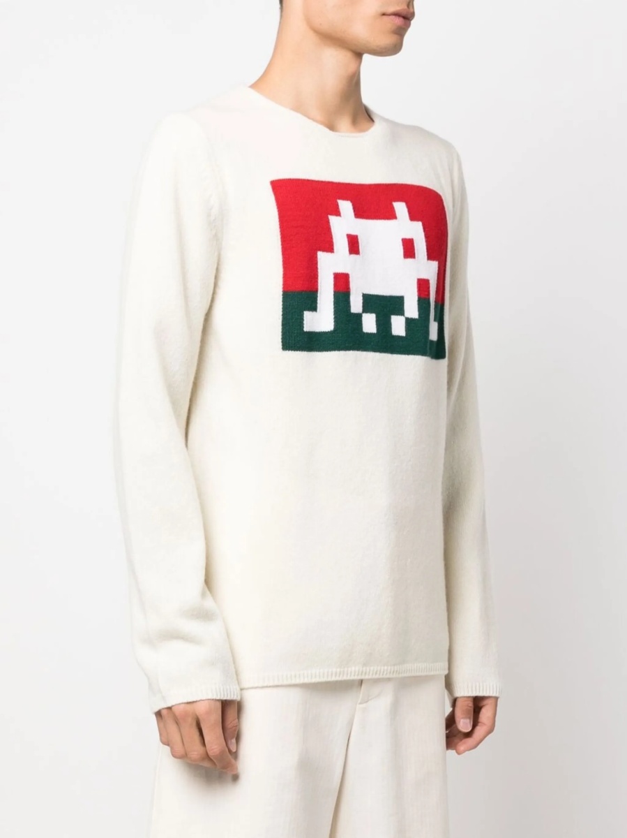 Pulover tricotat Comme des Garçons alb - Img 3