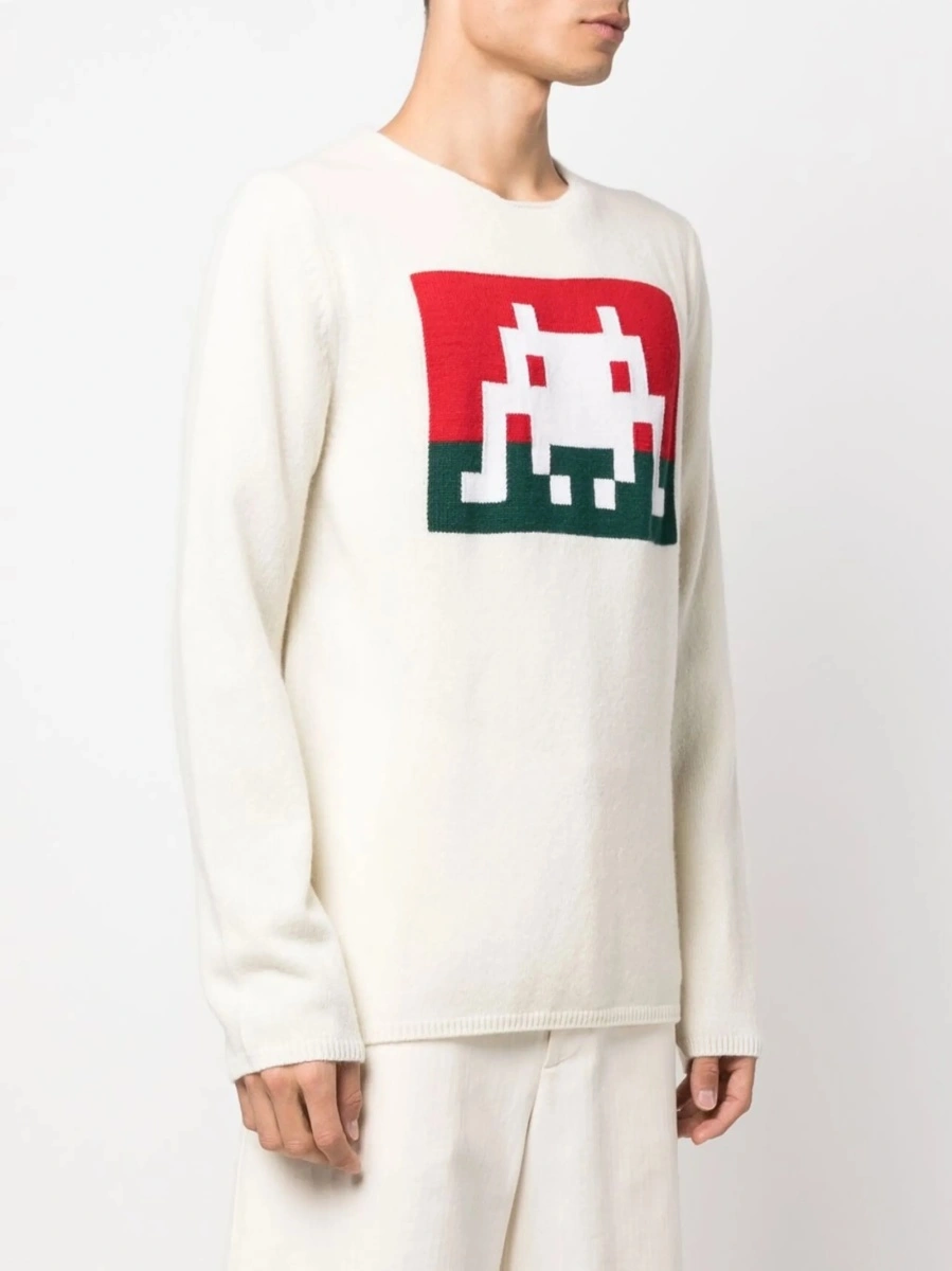 Pulover tricotat Comme des Garçons alb - Img 3