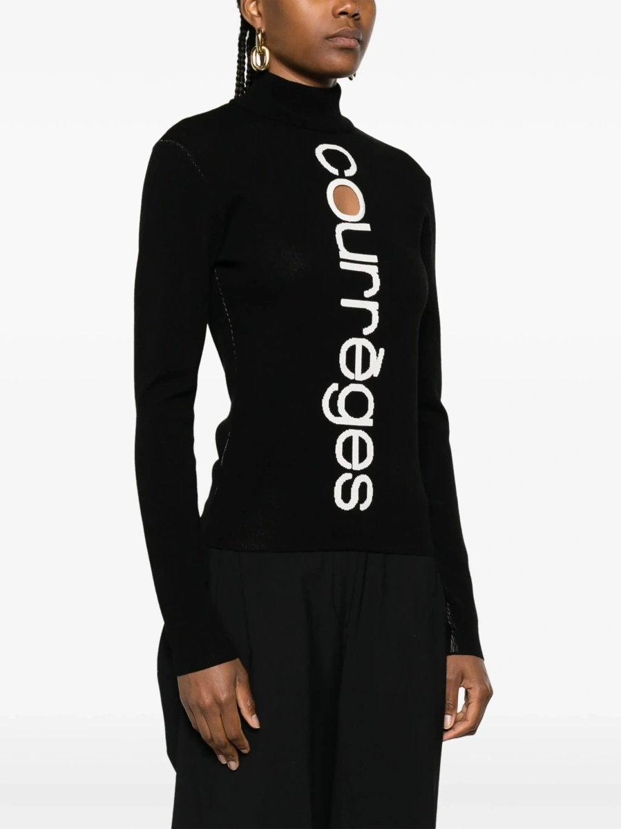 Pulover tricotat COURRÈGES negru - Img 3