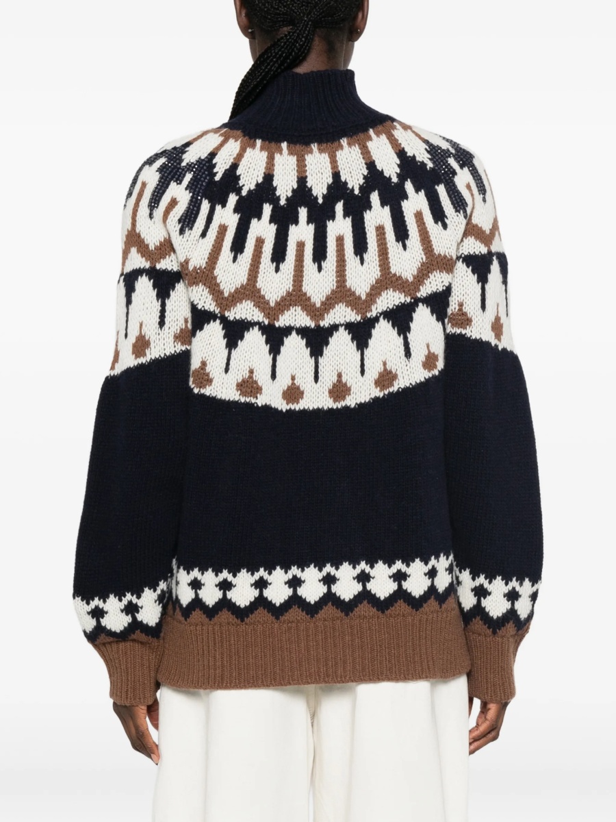 Pulover tricotat Ermanno Scervino albastru din lana - Img 4