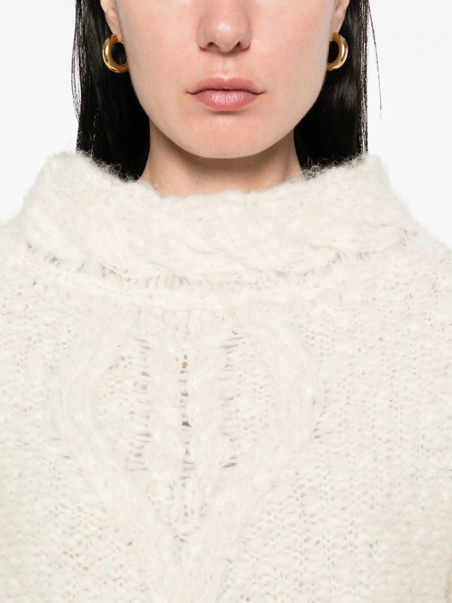 Pulover tricotat Isabel Marant alb - Img 5