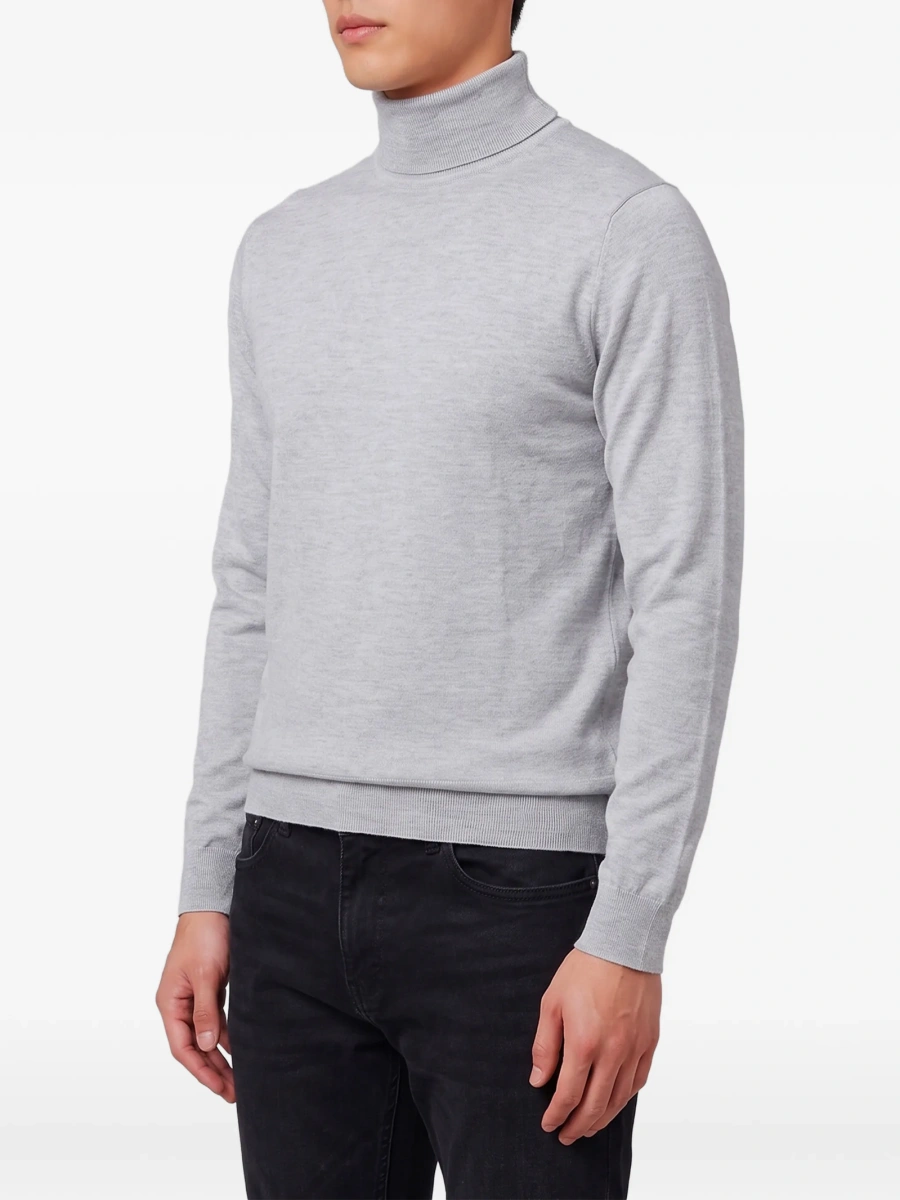 Pulover tricotat John Smedley gri din merino - Img 2