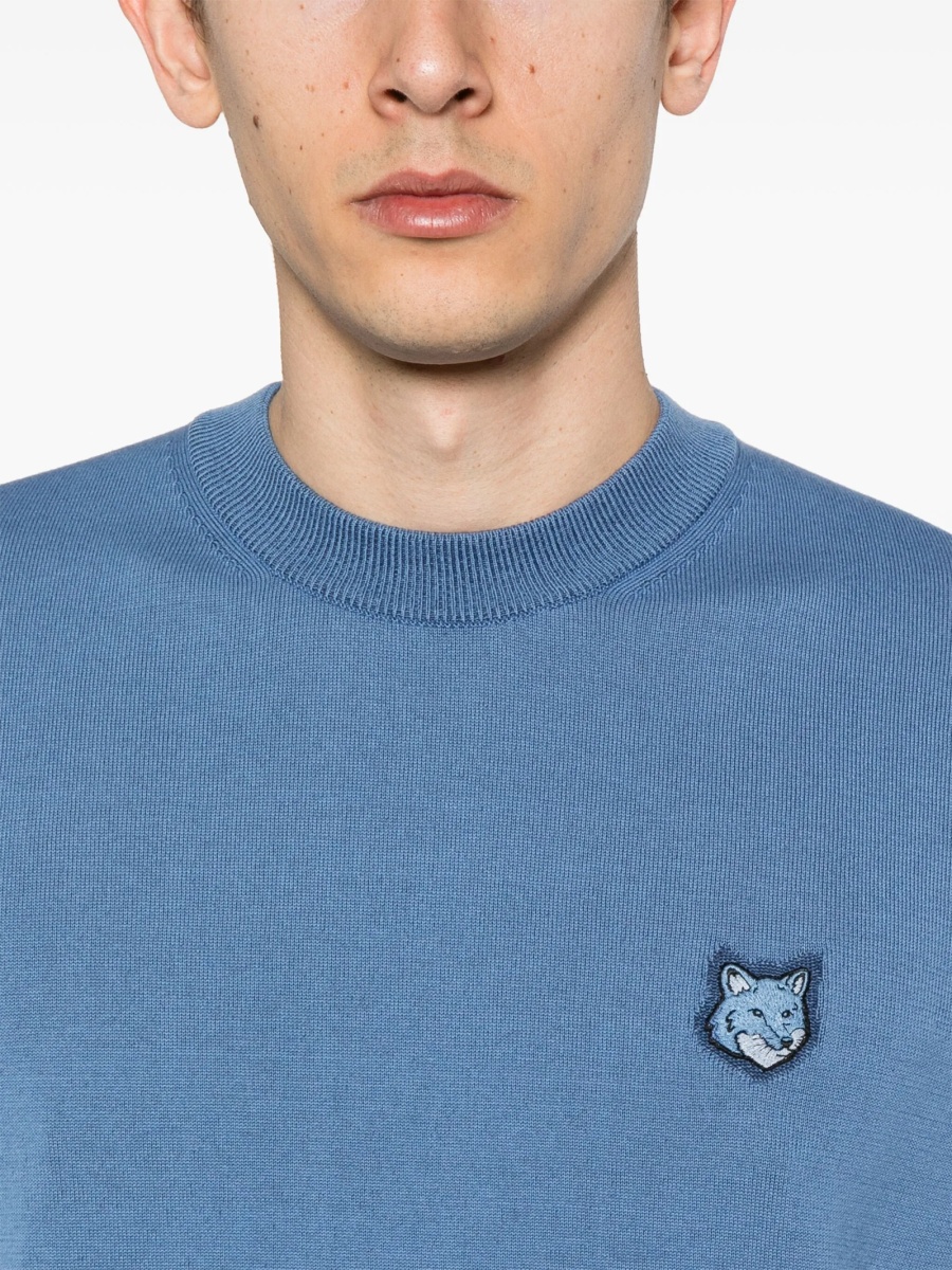 Pulover tricotat MAISON KITSUNÉ albastru - Img 5