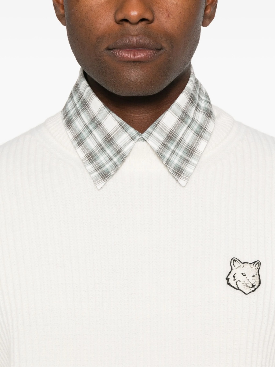 Pulover tricotat MAISON KITSUNÉ alb - Img 5