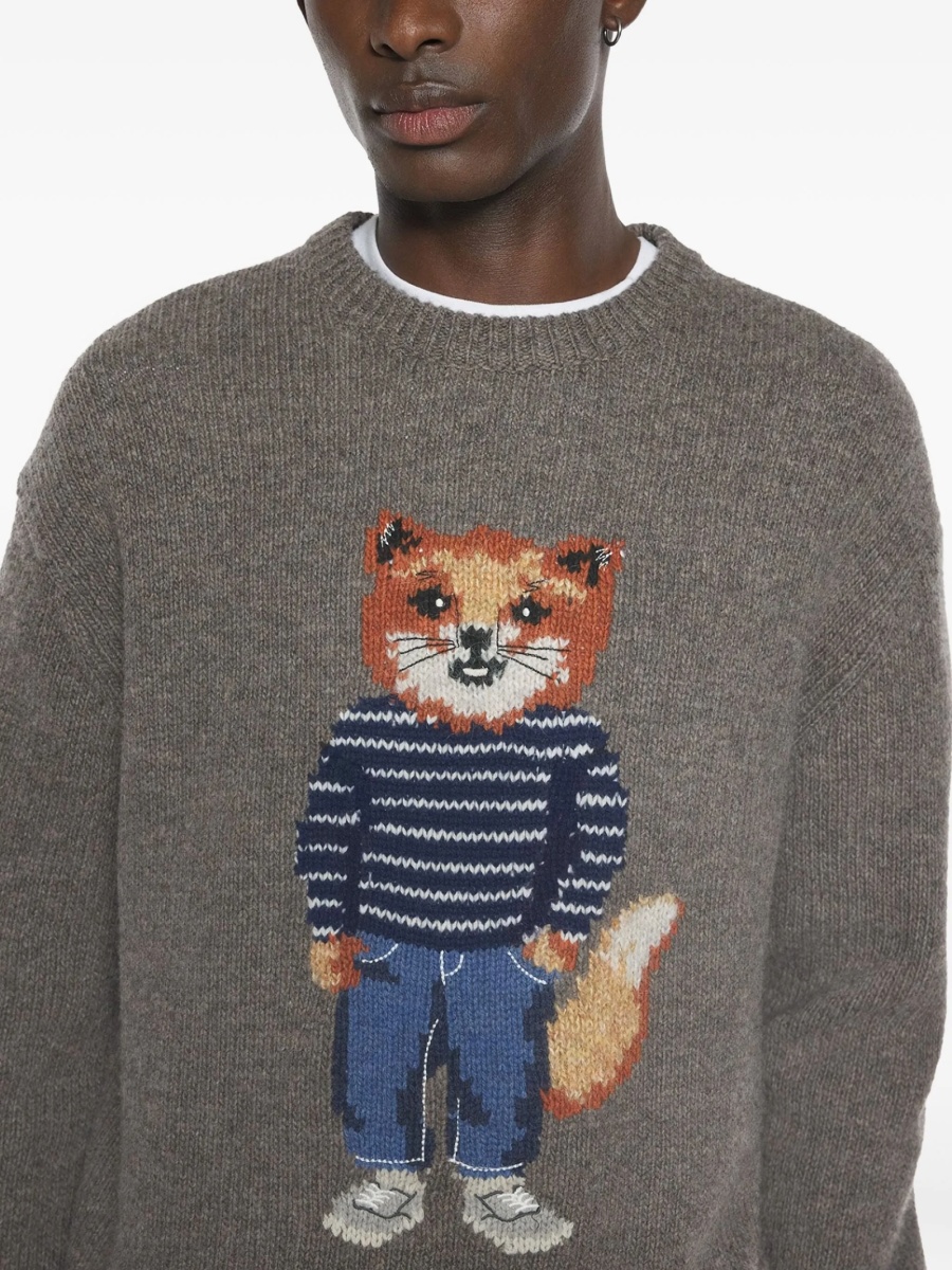 Pulover tricotat MAISON KITSUNÉ gri - Img 5