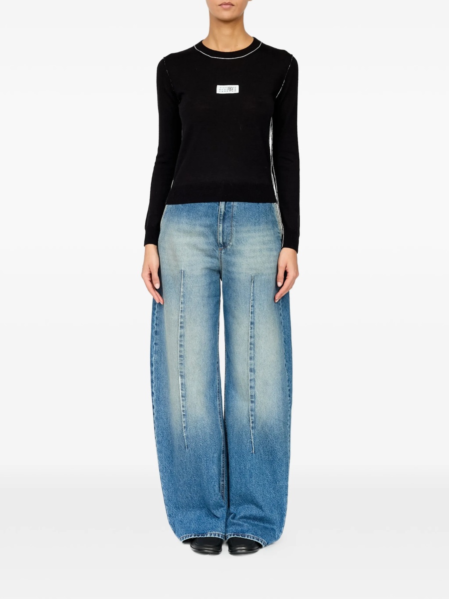 Pulover tricotat MM6 Maison Margiela negru - Img 2