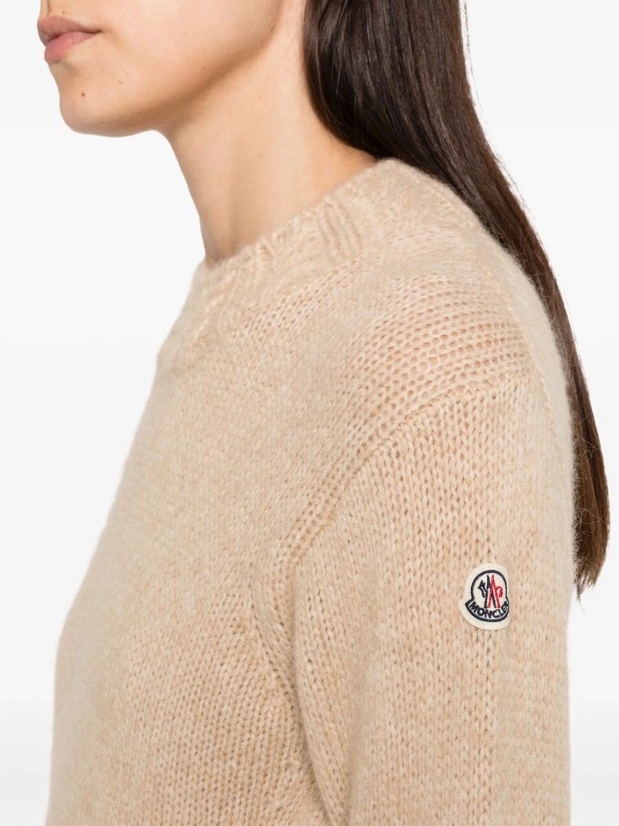 Pulover tricotat Moncler neutru din lana si poliamida - Img 5