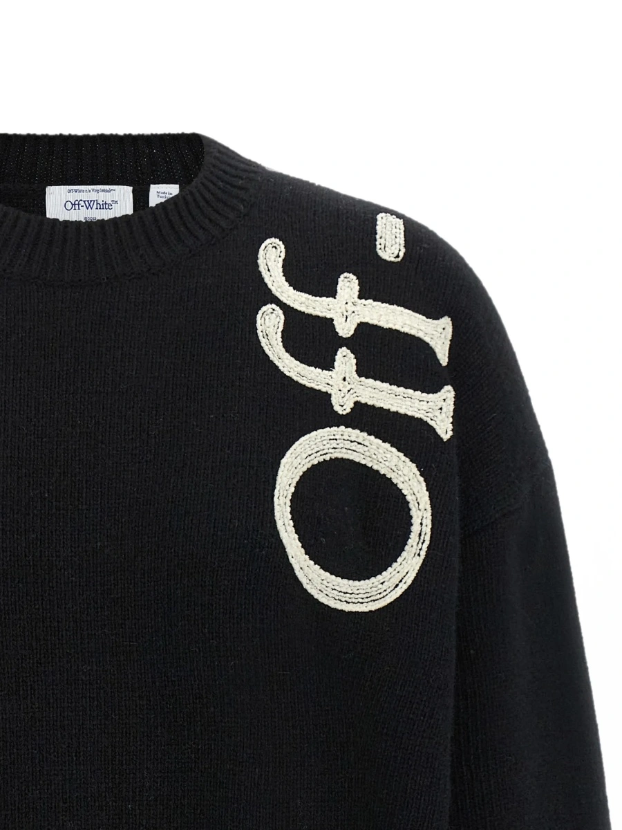 Pulover tricotat Off-White negru - Img 3