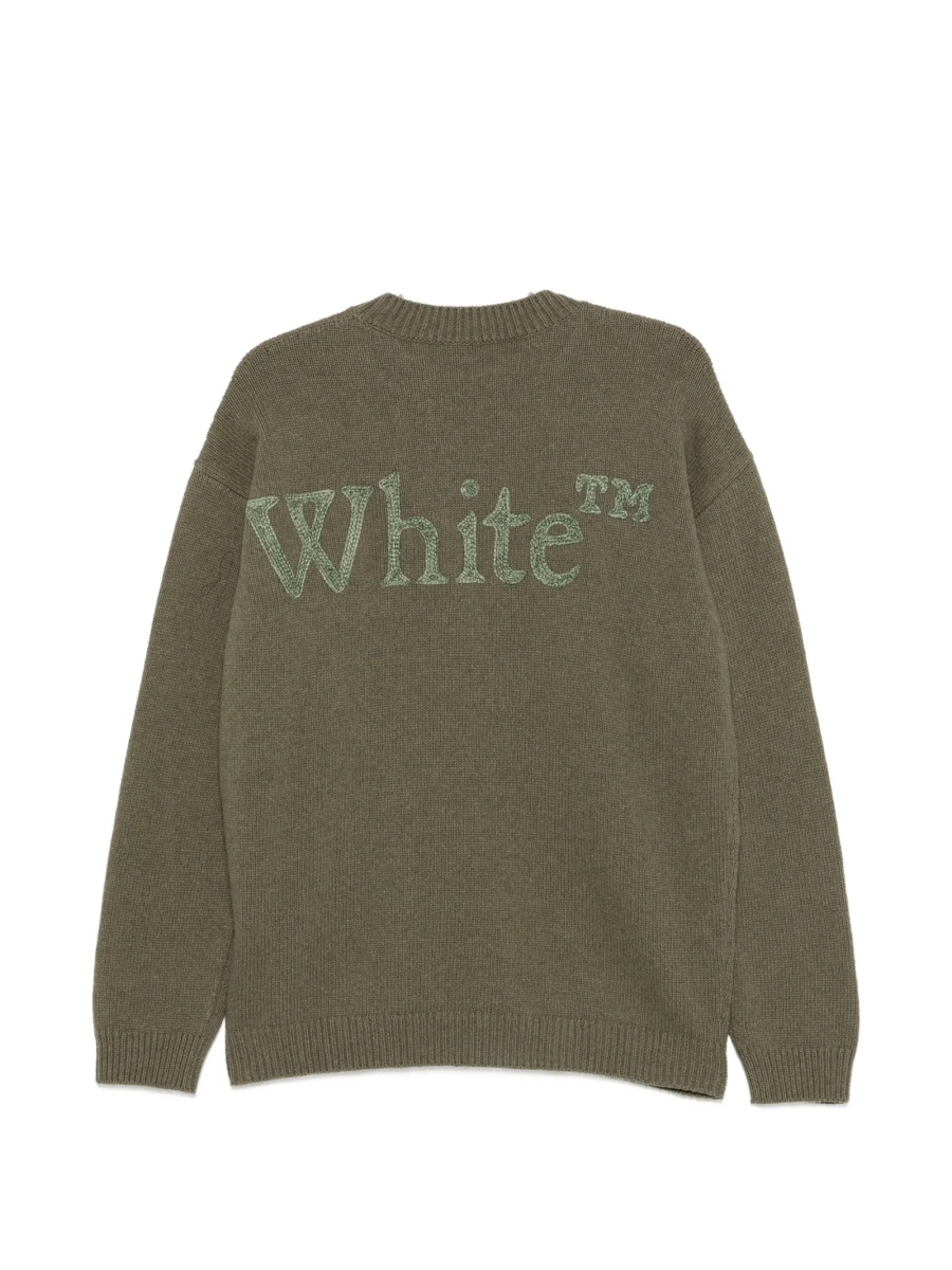 Pulover tricotat Off-White verde din lana si poliamida - Img 2