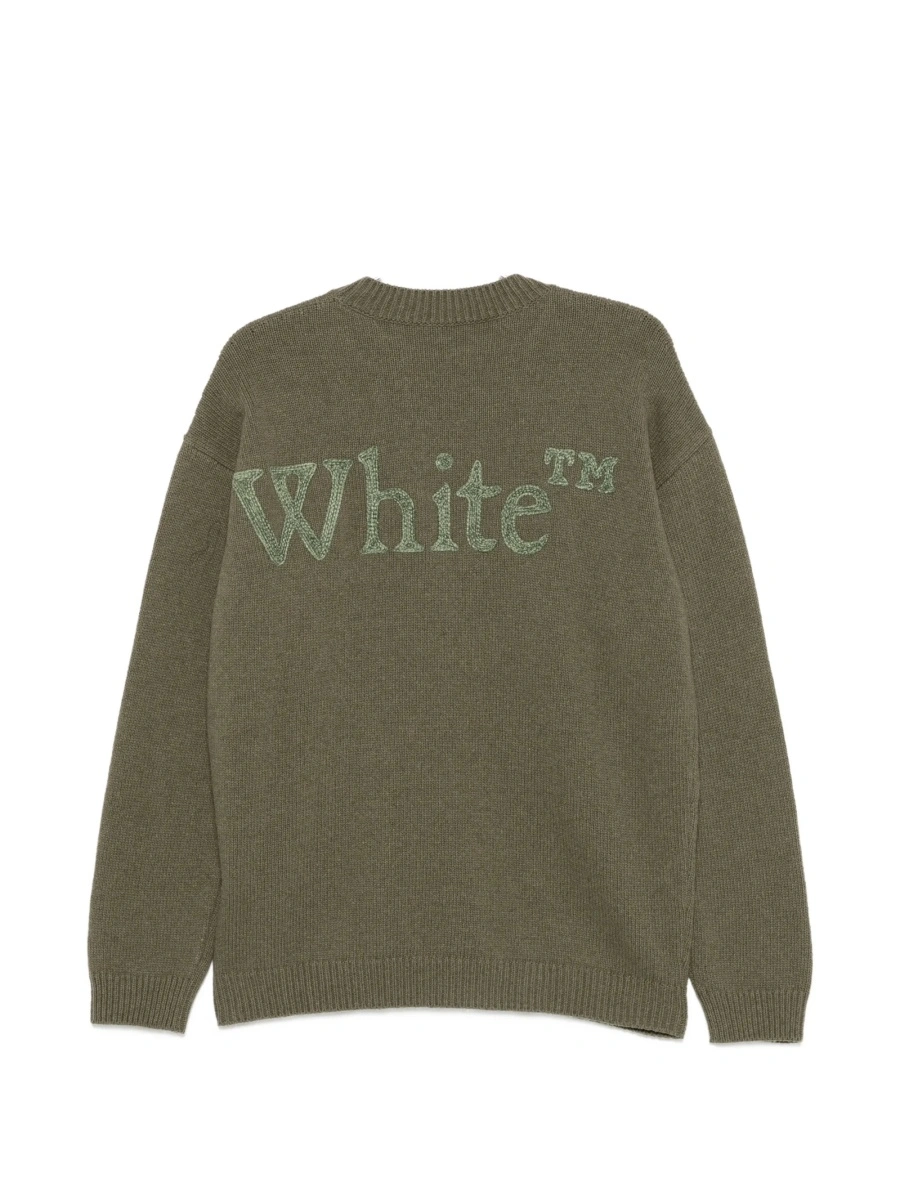 Pulover tricotat Off-White verde din lana si poliamida - Img 2