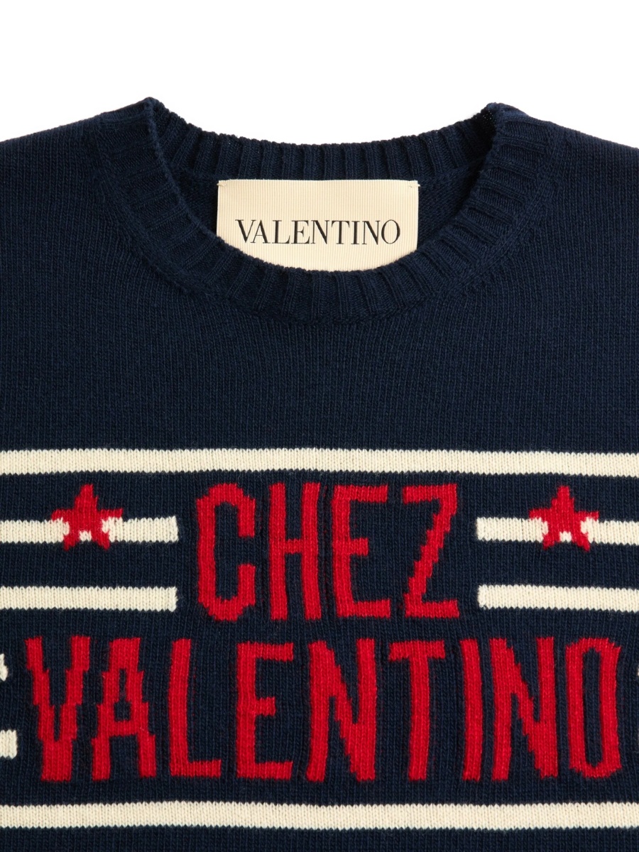 Pulover tricotat Valentino Garavani albastru - Img 3