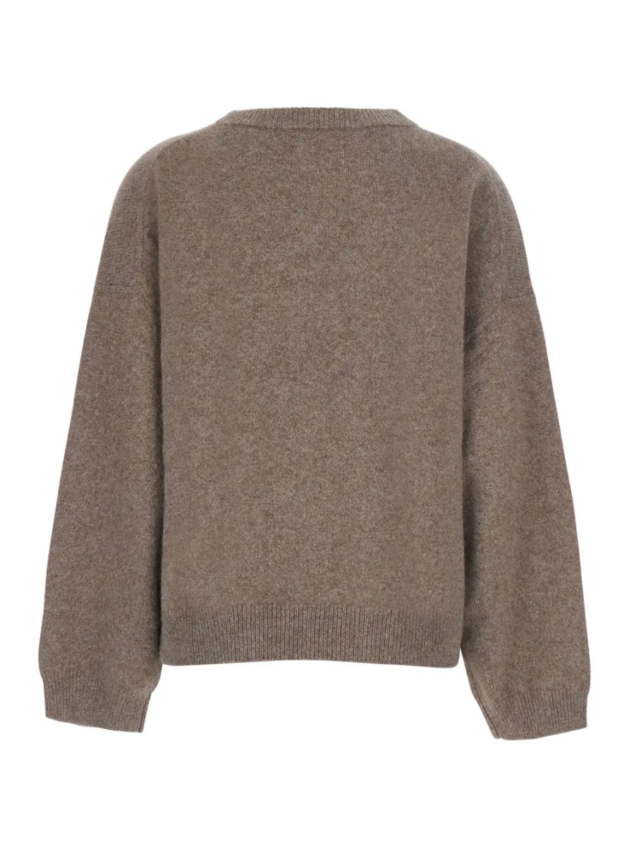 Pulover 'TRISTAN' beige Sweater with round neck and Dropped shoulders in wool and yak women - Img 2