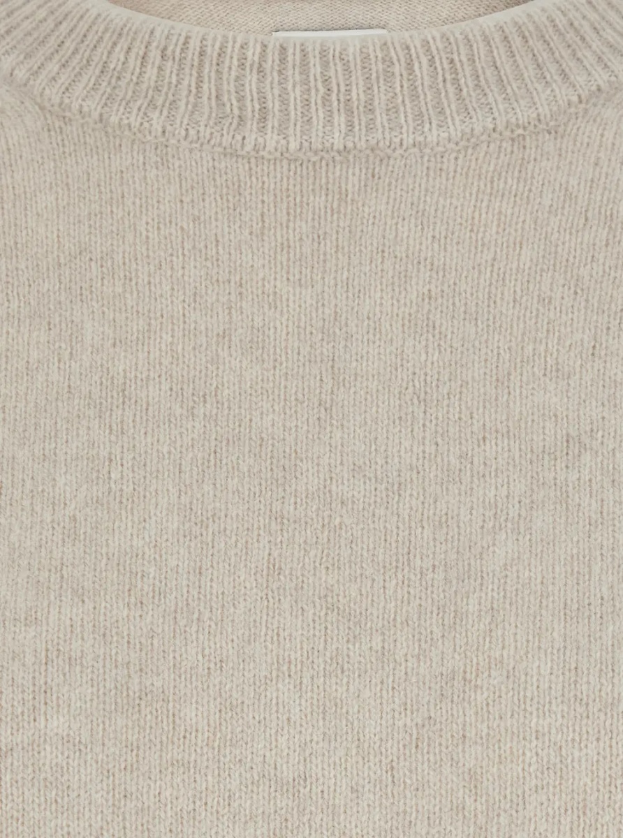 Pulover 'Tristan' White Sweater with round neck and Dropped shoulders in blend wool women - Img 3