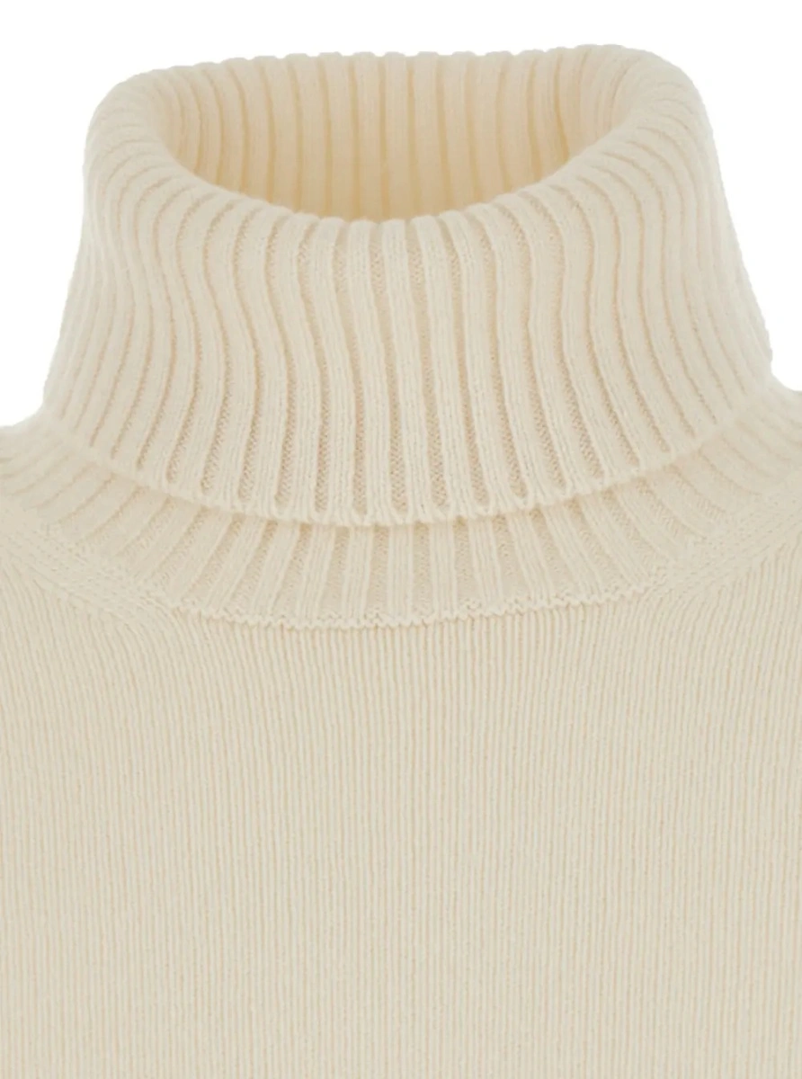 Pulover White Turtleneck sweater with ribbed finishes in wool and cashmere for men - Img 3