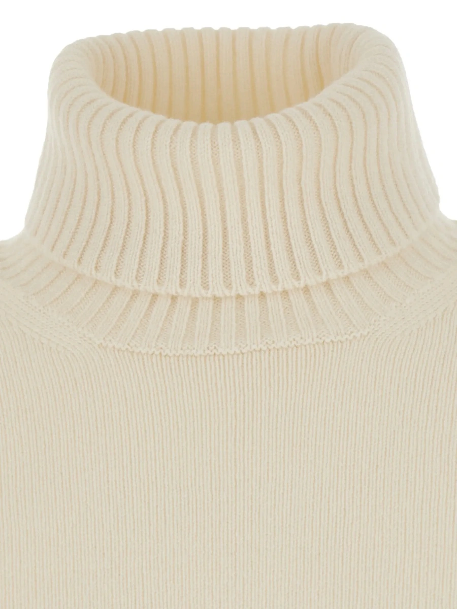 Pulover White Turtleneck sweater with ribbed finishes in wool and cashmere for men - Img 5