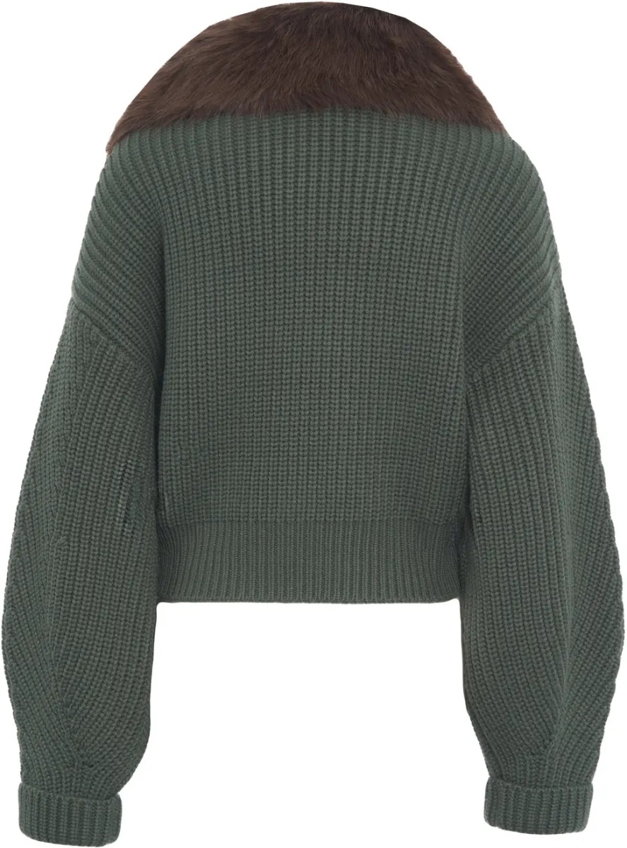 Pulovere Knit jacket with faux fur collar - Img 2
