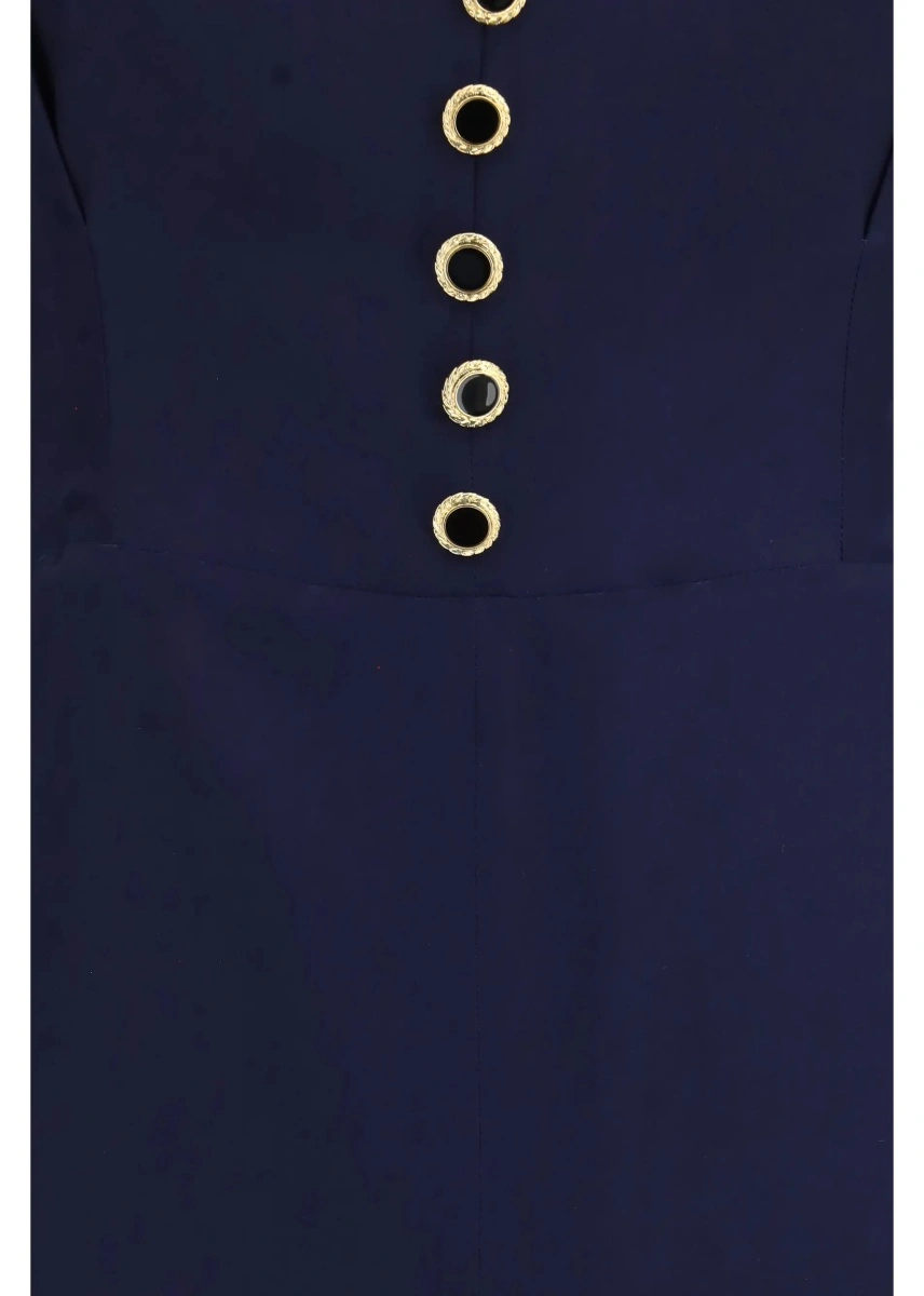 Rochie Alessandra Rich albastra din matase - Img 3
