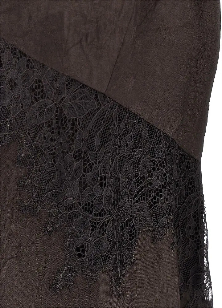 Rochie casual Pinko maro din jacquard si dantela - Img 2