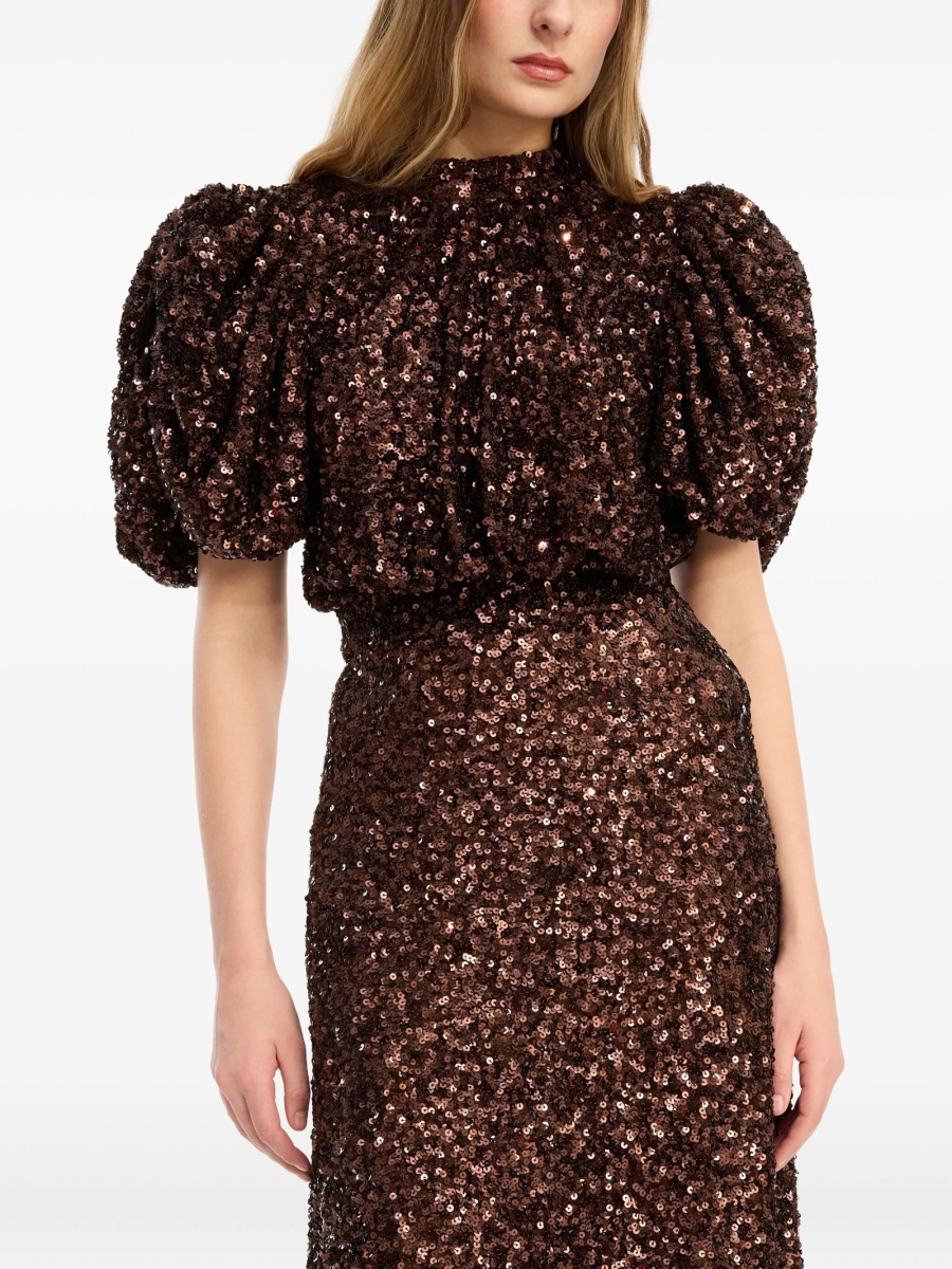 Rochie de ocazie ROTATE Birger Christensen maro din elastan si poliester reciclat - Img 4