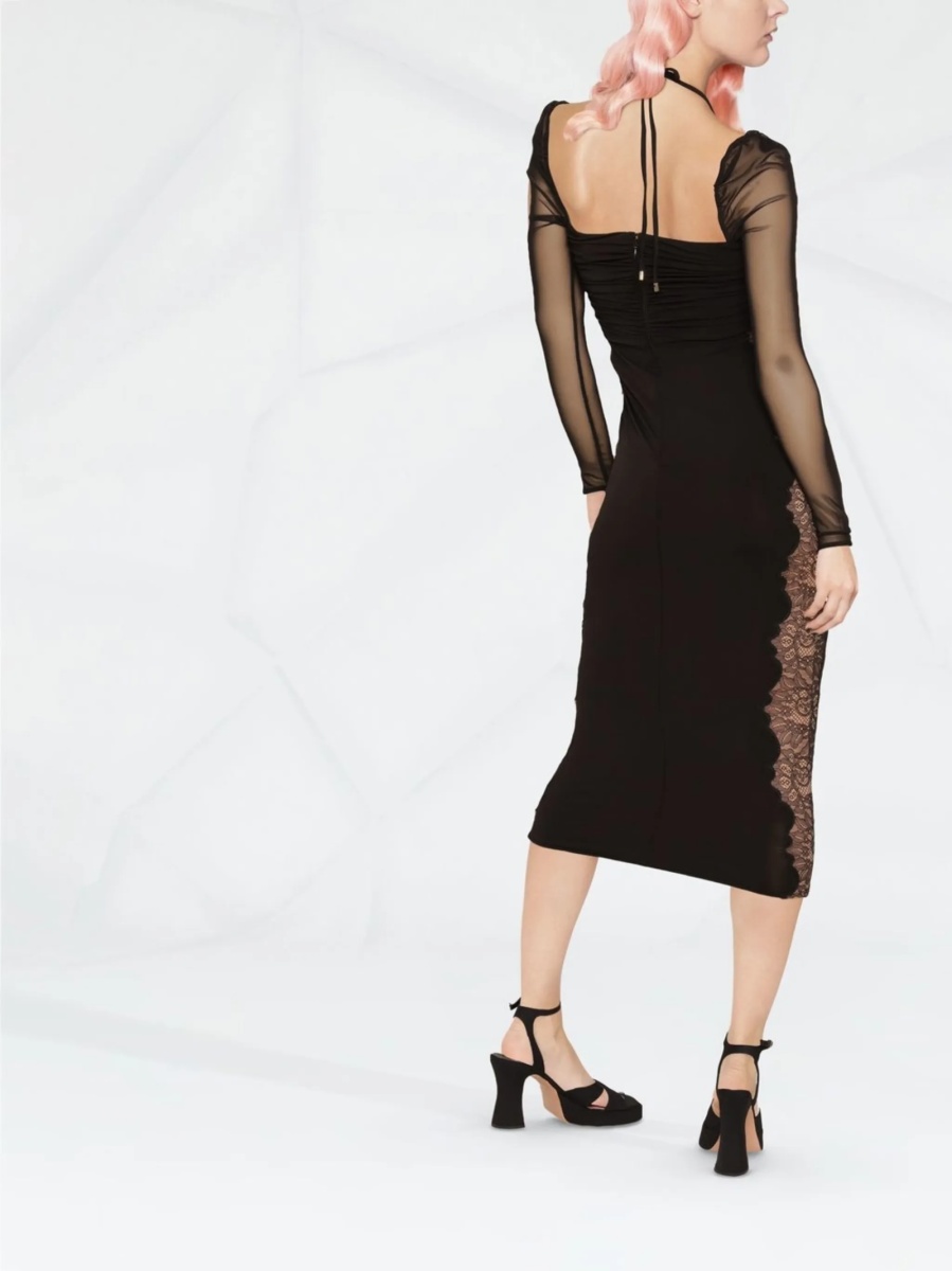 Rochie de ocazie Self-Portrait neagra din polyester si spandex/elastan - Img 3