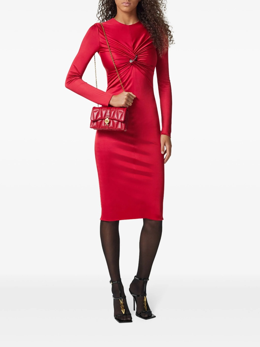 Rochie de ocazie Versace rosie din vascoza - Img 2