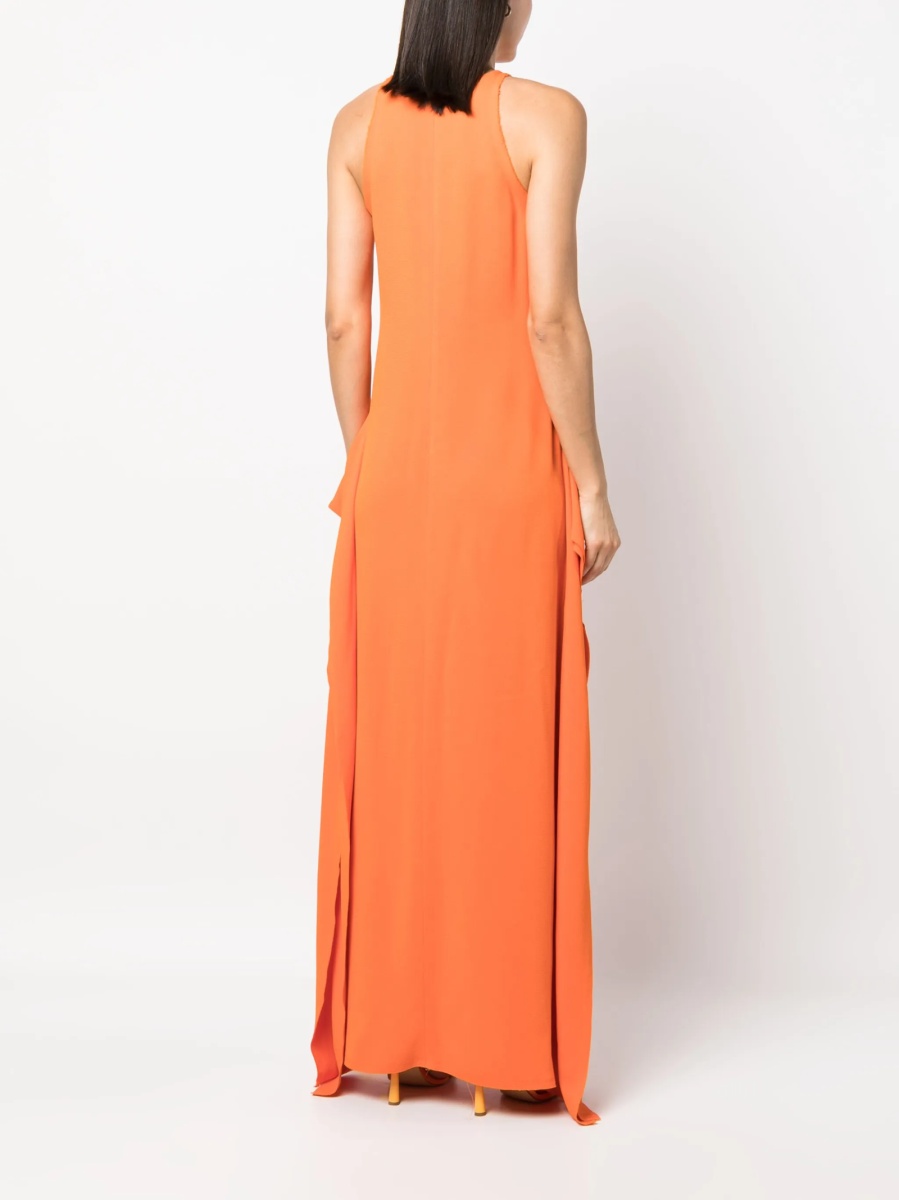 Rochie de seara Lanvin portocalie din acetat si vascoza - Img 4