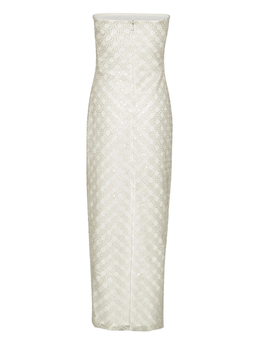 Rochie de seara ROTATE Birger Christensen alba din poliester reciclat - Img 5