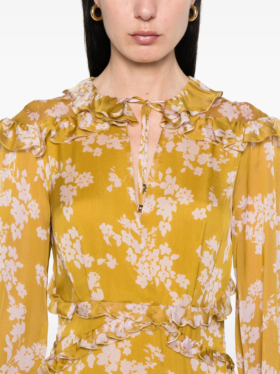 Rochie de zi Elisabetta Franchi galbena din matase - Img 5