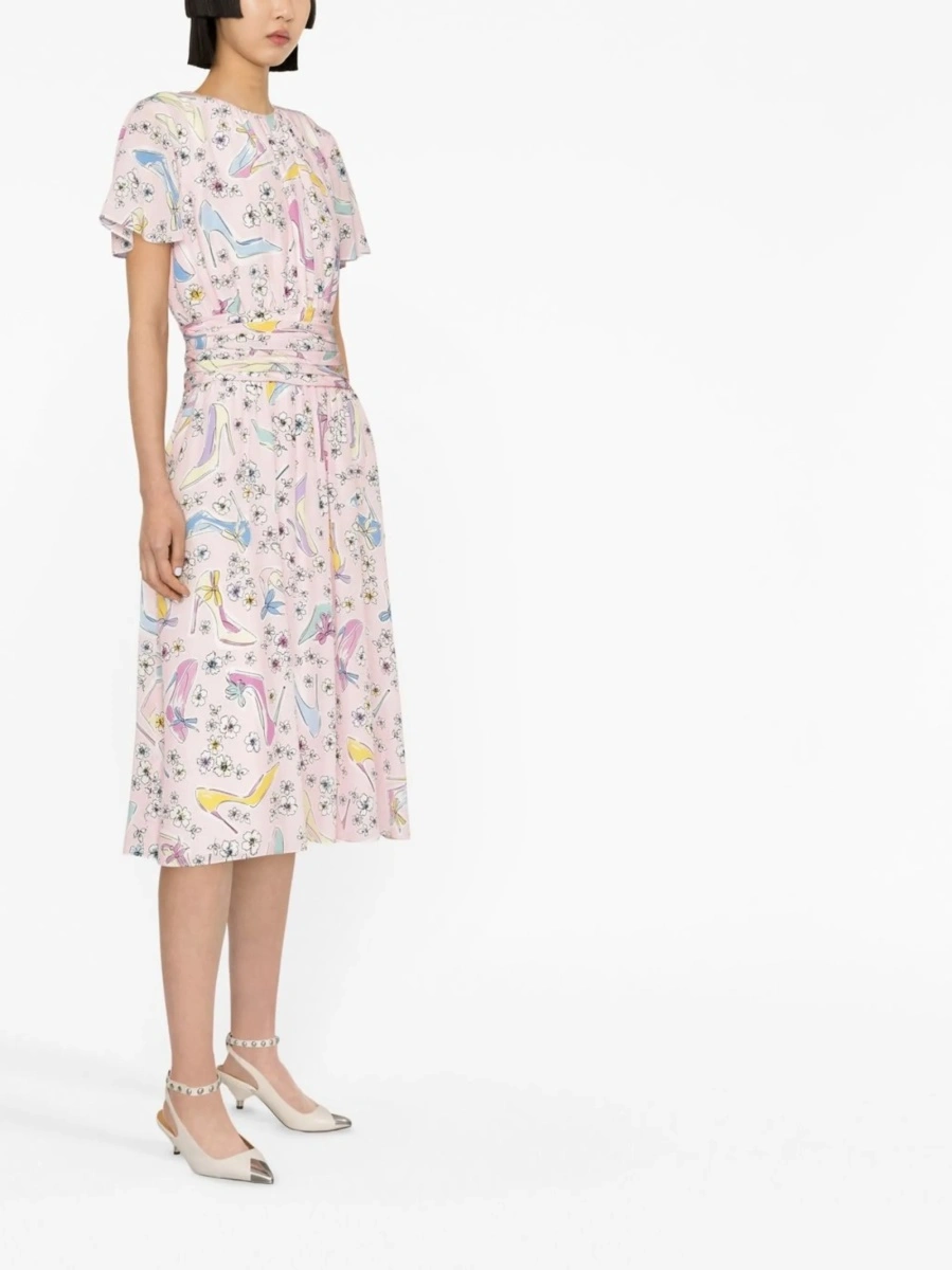 Rochie de zi LOVE Moschino roz din matase - Img 3