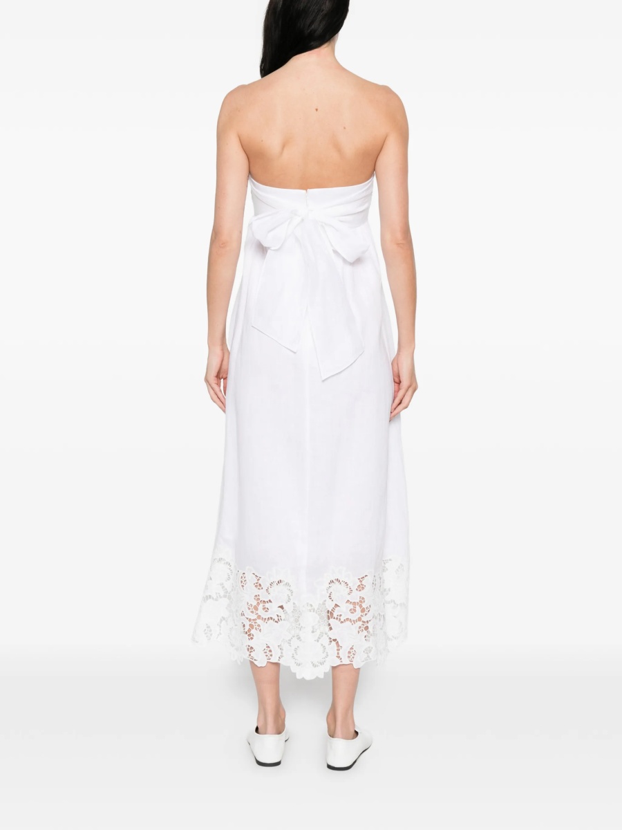Rochie de zi MaxMara Studio alba din in si polyester - Img 4