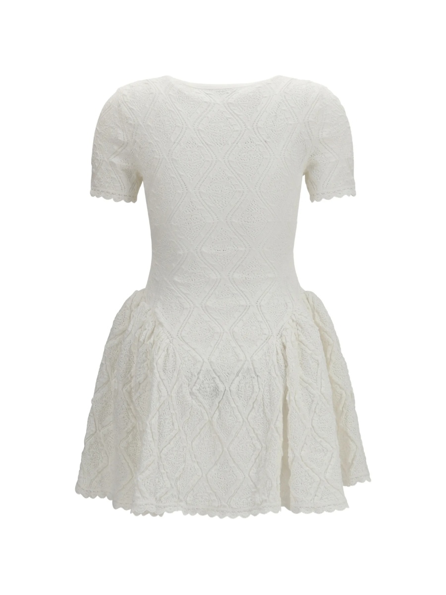 Rochie de zi Self-Portrait alba din polyester si bumbac - Img 2