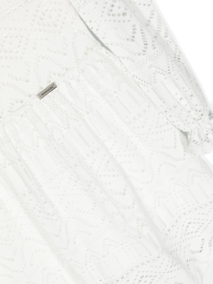 Rochie eleganta Monnalisa alba din vascoza si elastan - Img 3