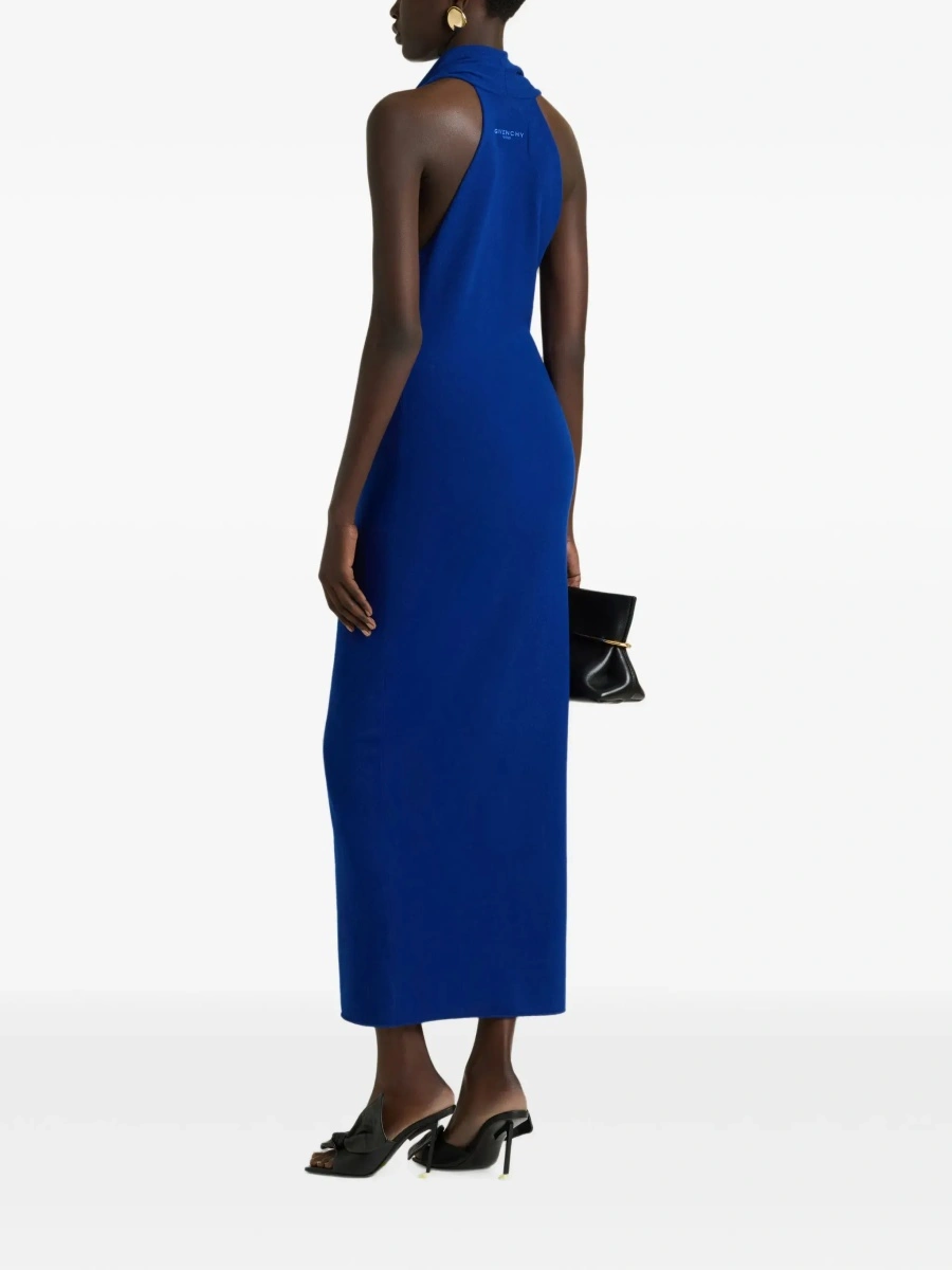 Rochie lunga Givenchy albastra din lana - Img 5