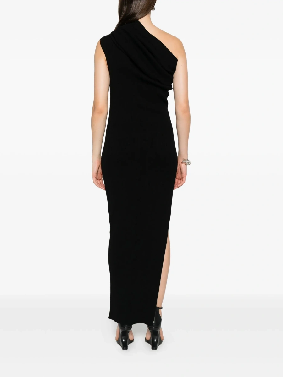 Rochie lunga Rick Owens neagra din vascoza - Img 6