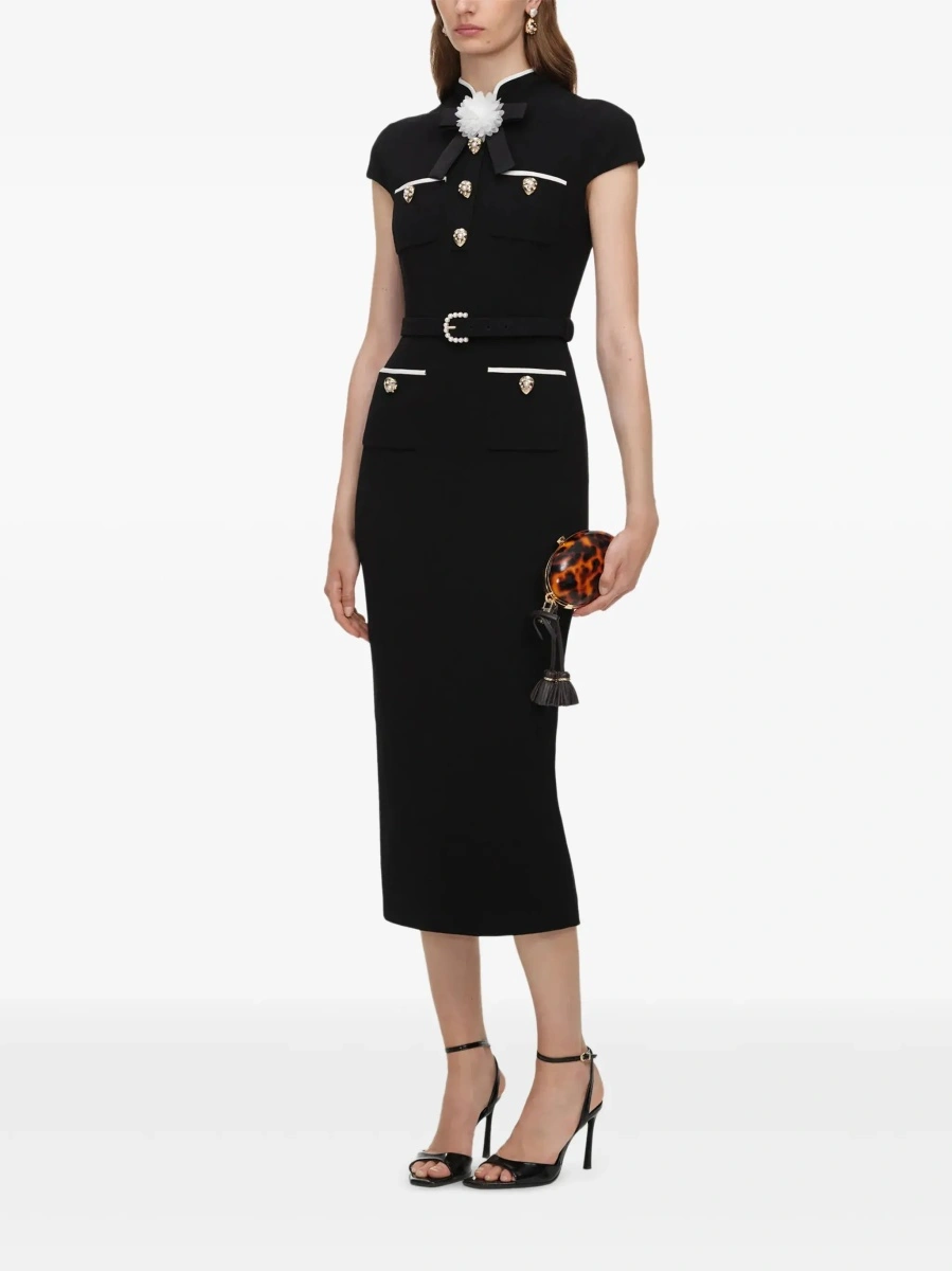 Rochie lunga Self-Portrait neagra din lana - Img 5