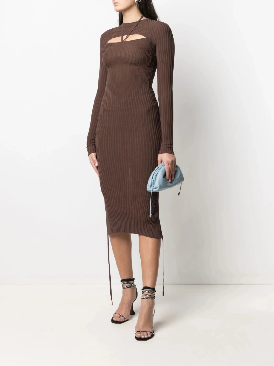 Rochie tricotata ANDREADAMO maro - Img 2