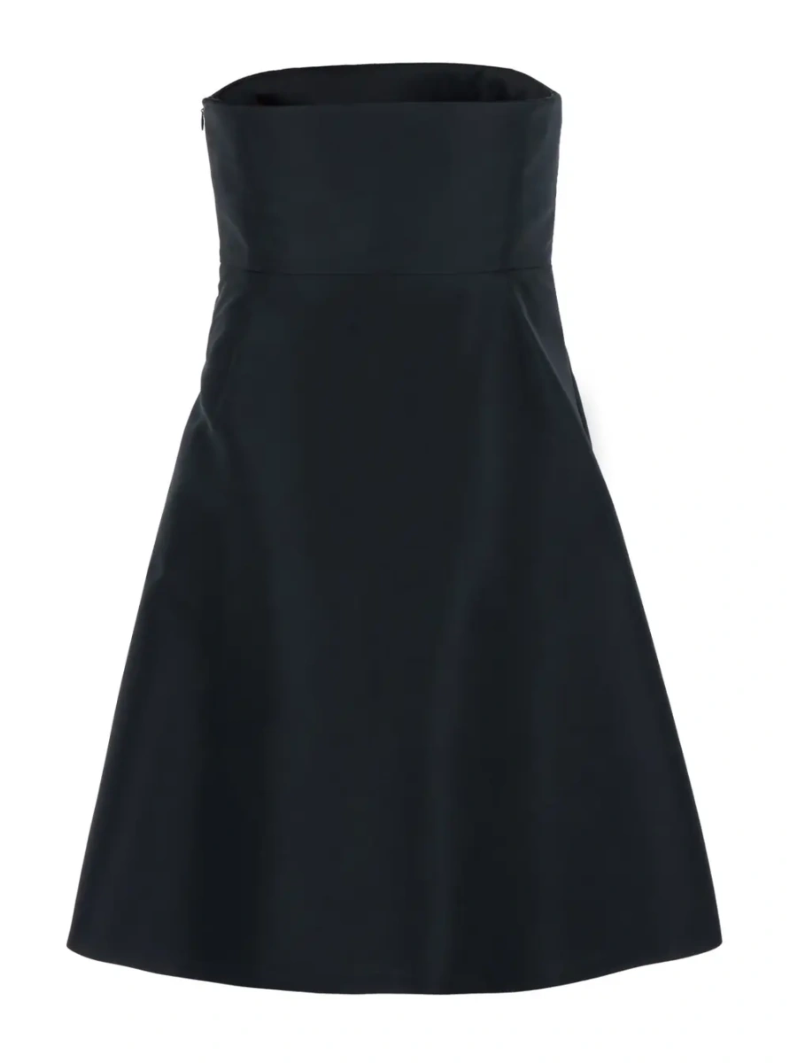 Rochii Black Sleeveless Off-shoulder Dress with Draping on the Front in Tech Fabric for Women - Img 2