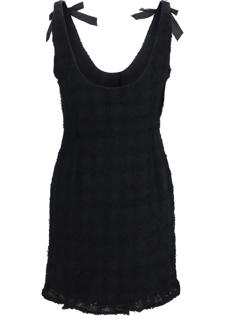 Rochii Checked bouclé tweed mni Dress with bows - Img 2